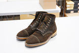 The Richmond Stitchdown - Dark Olive Waxed Rough-out (618) Worn