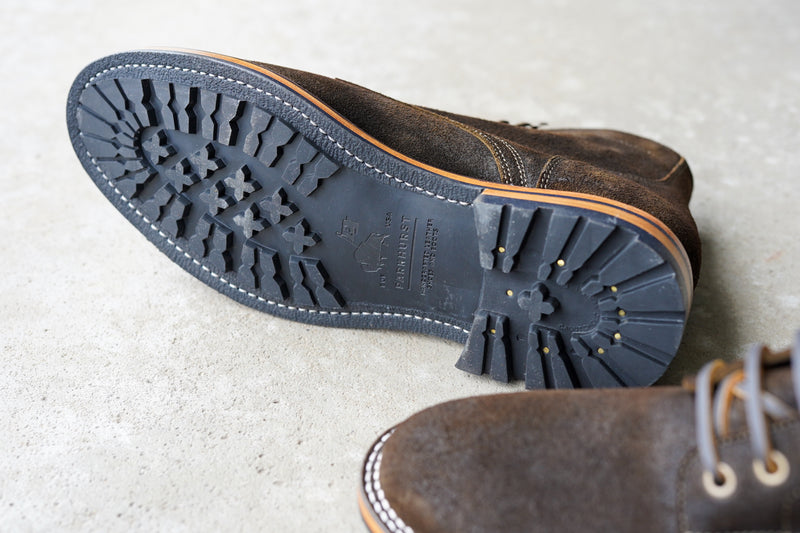 The Allen Stitchdown - Dark Olive Waxed Rough-out (618