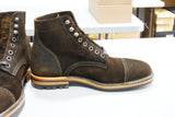 The Richmond Stitchdown - Dark Olive Waxed Rough-out (618) Worn