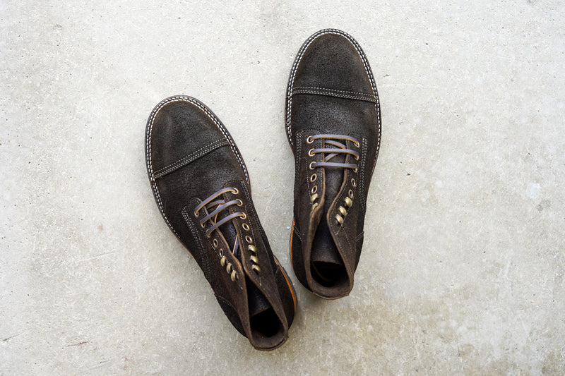 The Richmond Stitchdown - Dark Olive Waxed Rough-out (618)