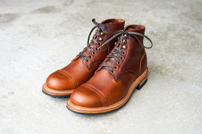 The Allegany Cap Toe - Tumbled Mahogany (645)