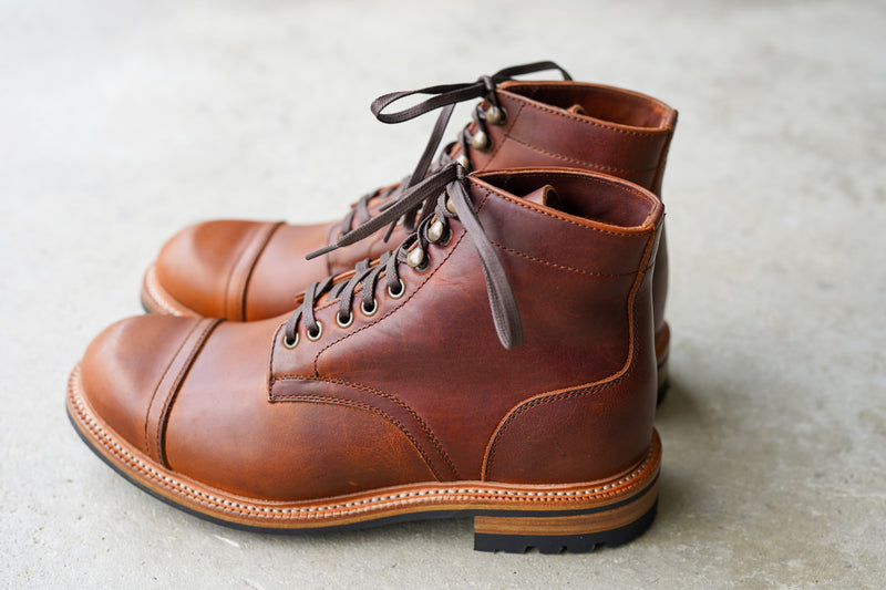 The Allegany Cap Toe - Tumbled Mahogany (645)